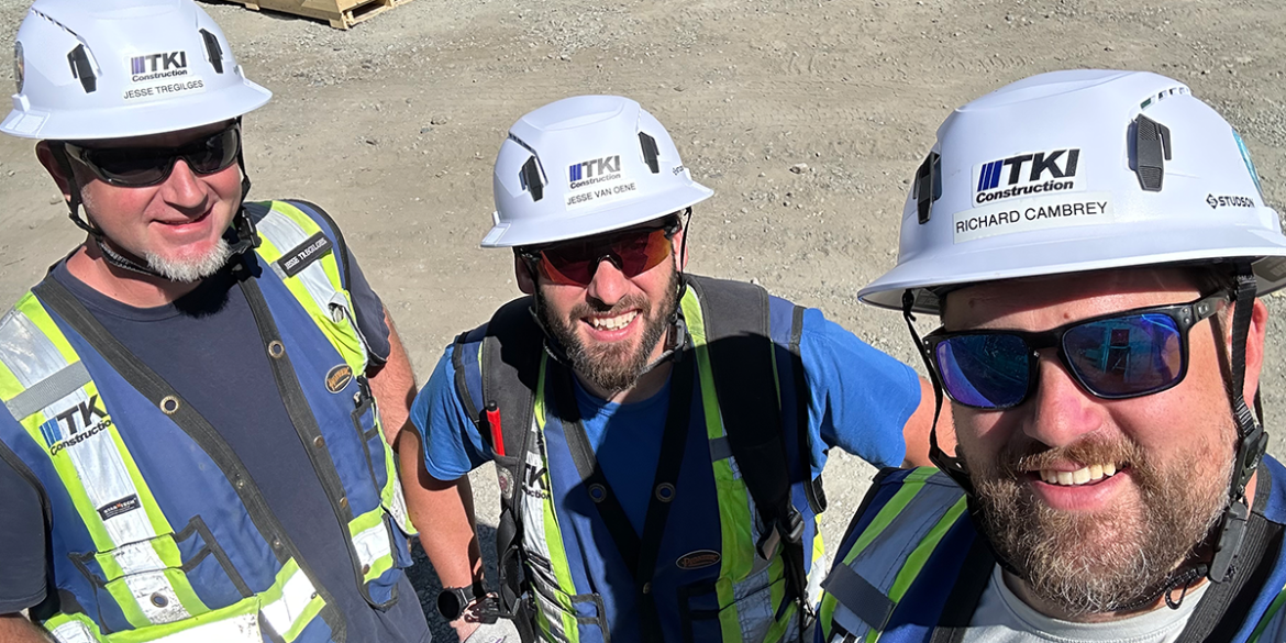 TKI Construction team members Jesse Tregilges, Jesse Van Oene, and Richard Cambrey participate in the Building Builders program to grow talent from within.